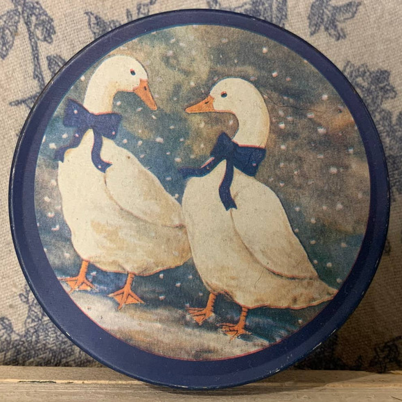 Vintage Set of 6 Duck Coasters with Storage Tin - Picture 2 of 9